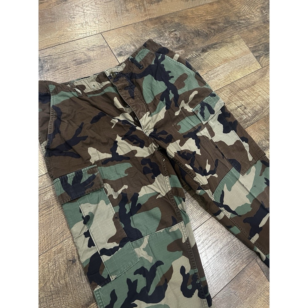 Vintage 90s US Army Woodland Camo BDU Cargo Pants Ripstop Military Medium 33x29 - Picture 4 of 8